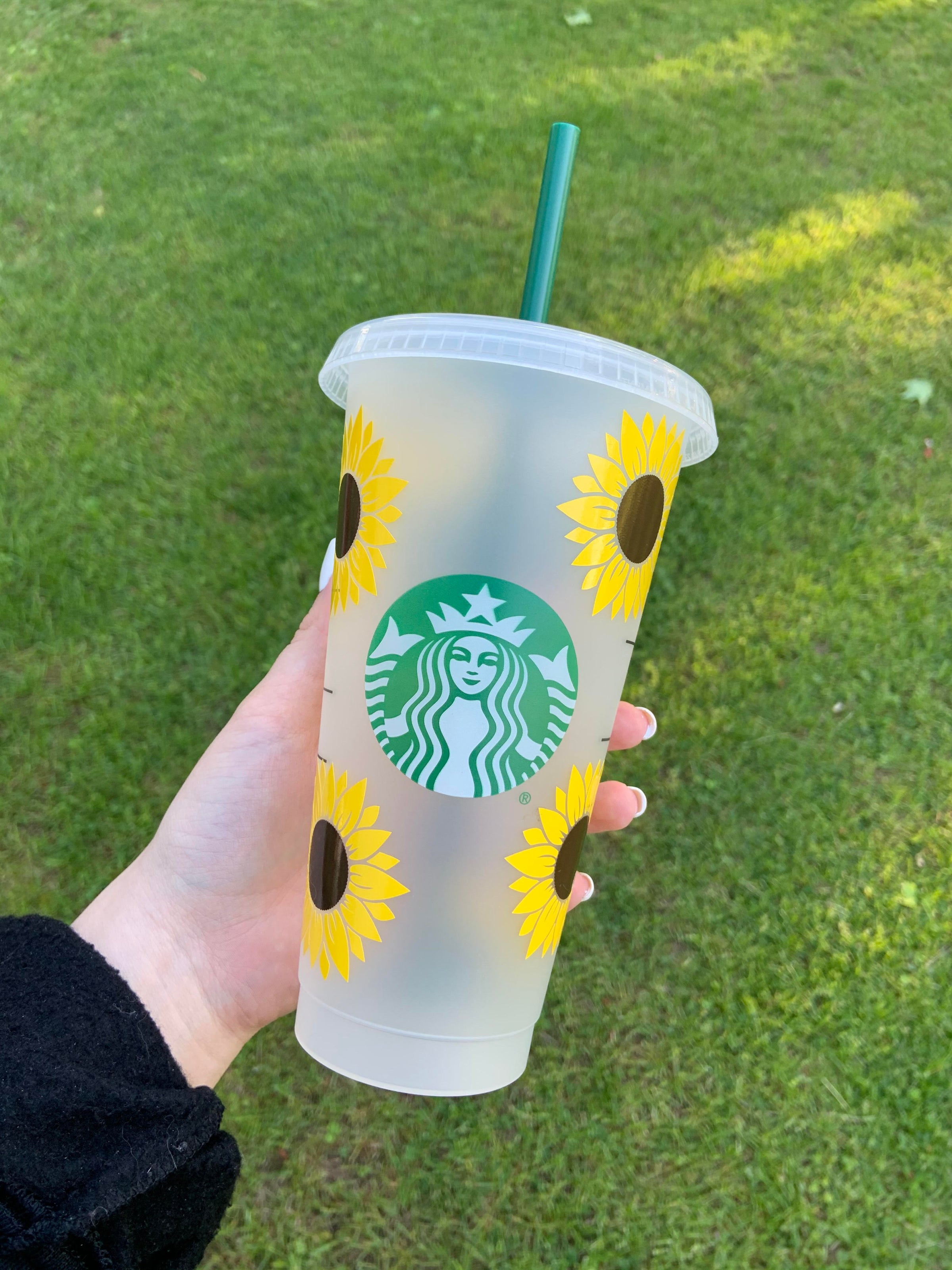 STARBUCKS Custom Reusable Cold Cup Tumbler with 24oz | Sunflower Butterfly